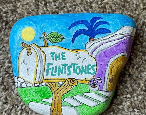 flintstones mailbox|The Flintstones Mailbox and House Painted Rock .